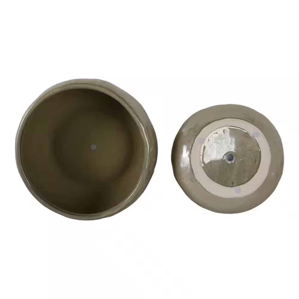 10 In. and 12 In. Green Ceramic Iridescent Bowl Decorative Pots (Set of 2)