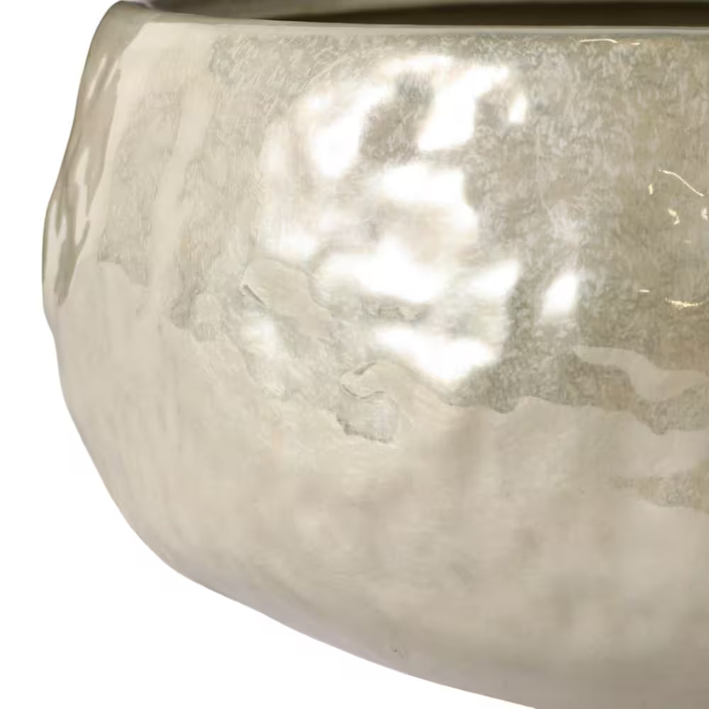 10 In. and 12 In. Green Ceramic Iridescent Bowl Decorative Pots (Set of 2)